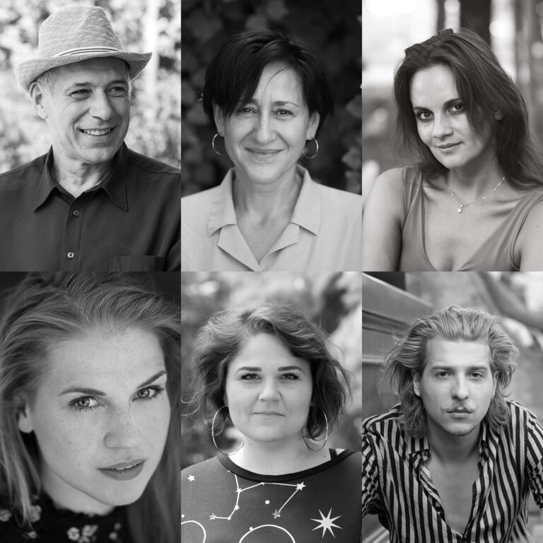 Az április 1-jei felolvasószínház és beszélgetés résztvevői montázs